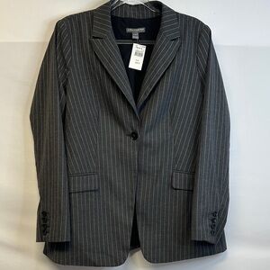 NWT A Pea in the Pod Maternity Blazer Gray Pinstripe Career Jacket L